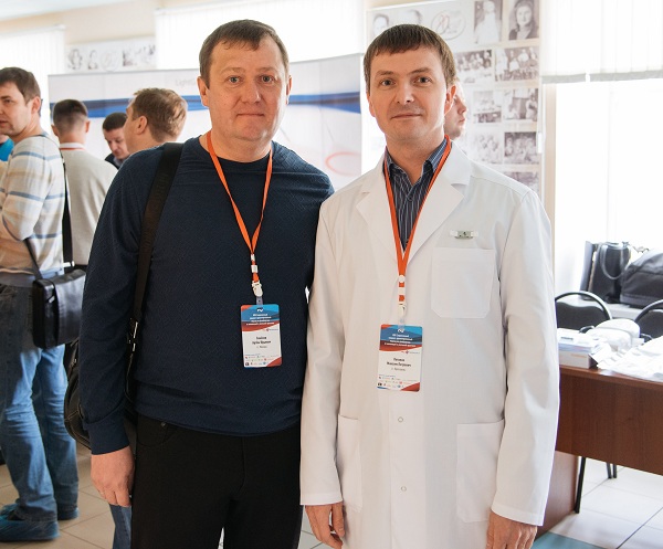 Руководитель клиники МИФЦ к.м.н. А.Ю. Семенов с к.м.н. М.П. Потаповым после доклада